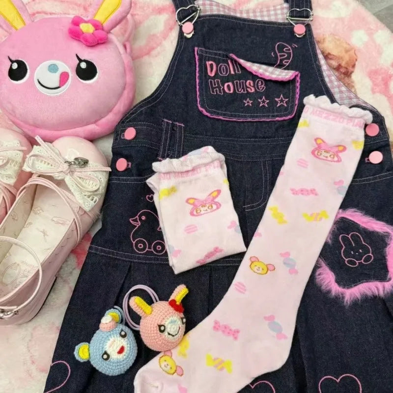 Japanese Cartoon Bunny Strawberry Print Lolita Stockings SA257