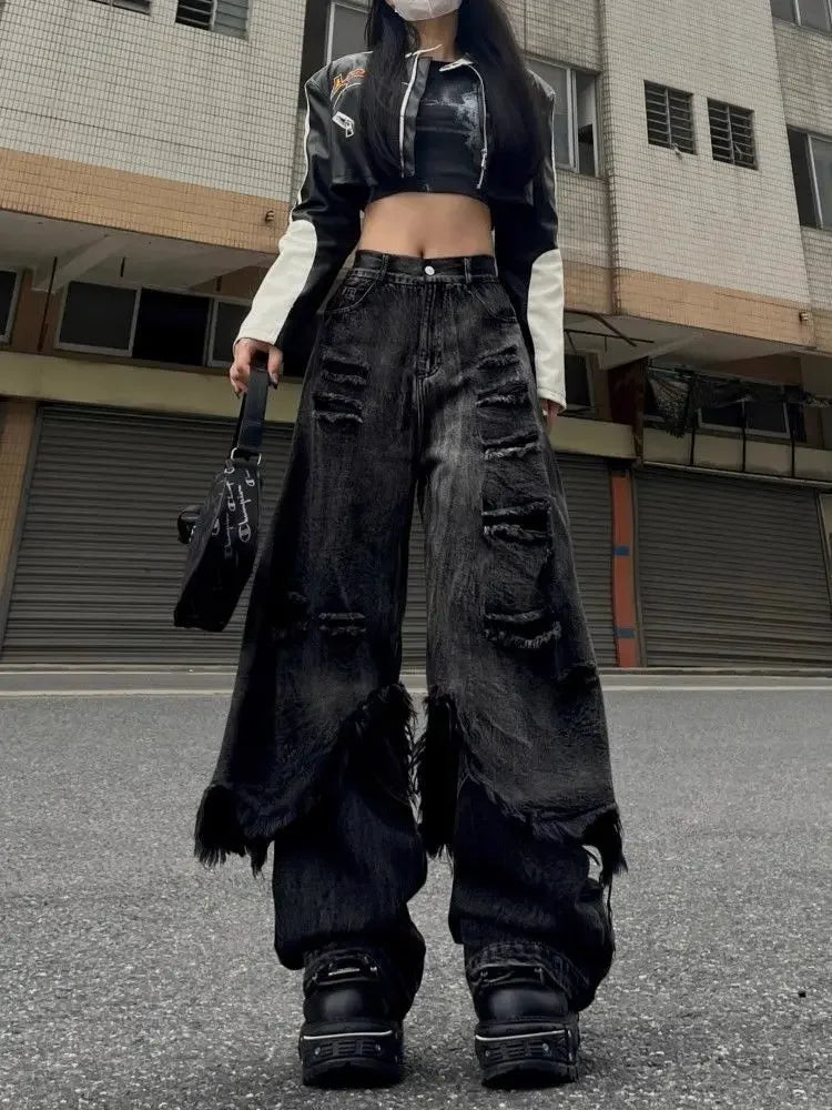 American Retro High Street Punk Casual Baggy Jeans SA244