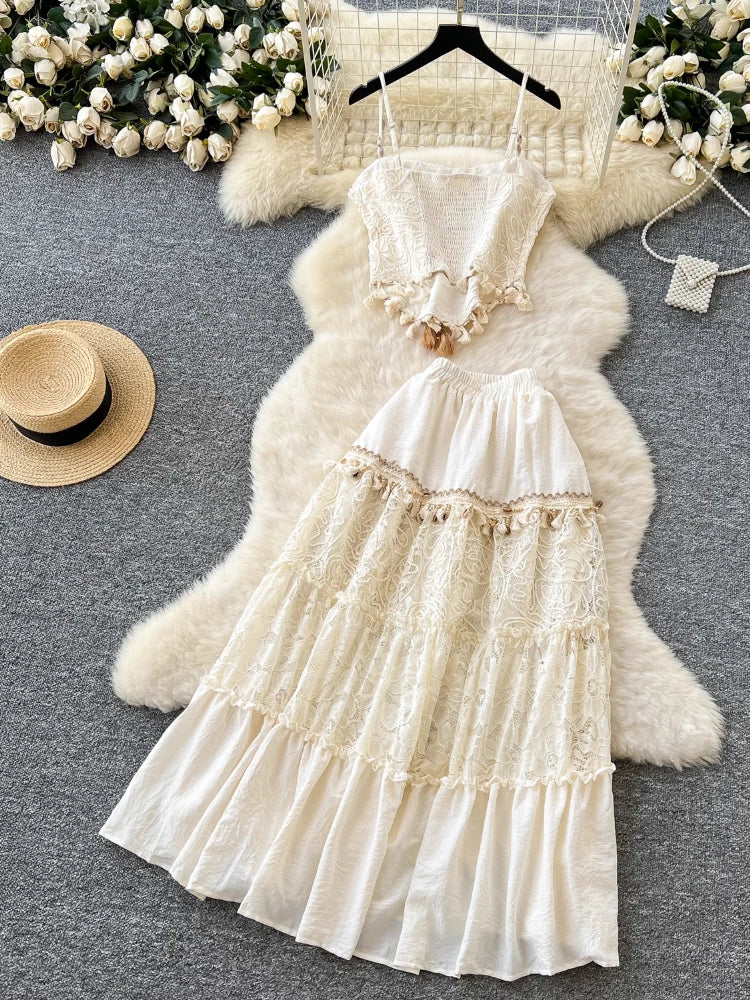 Summer French Elegant Bohemian Beach Vacation 2 Piece Set 69A134