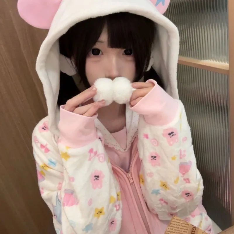 Japanese Harajuku Zip Hoodies Women Sweet SA266