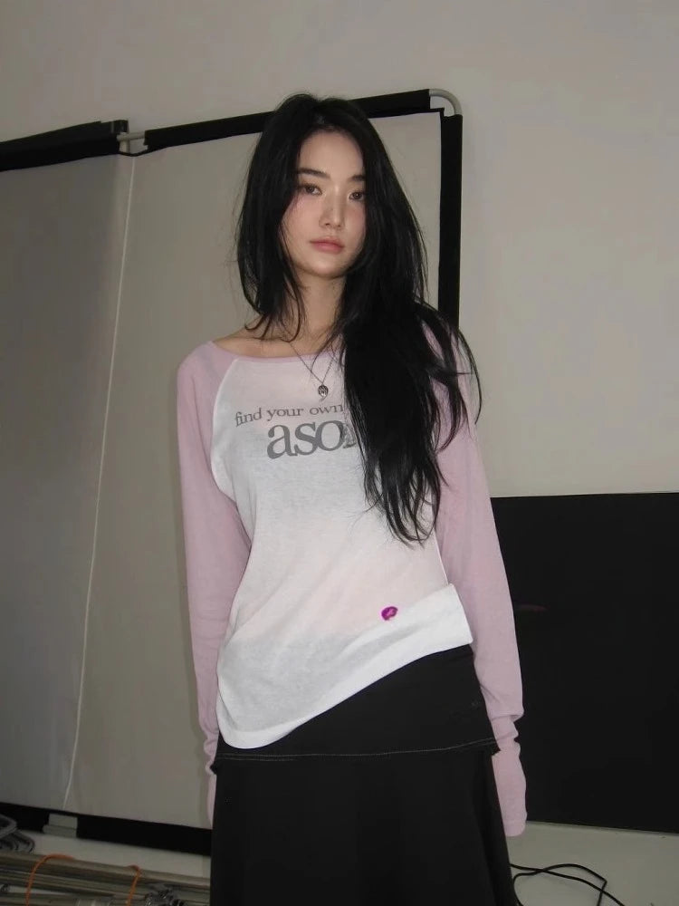 Letter Print O-neck T-shirt SA270
