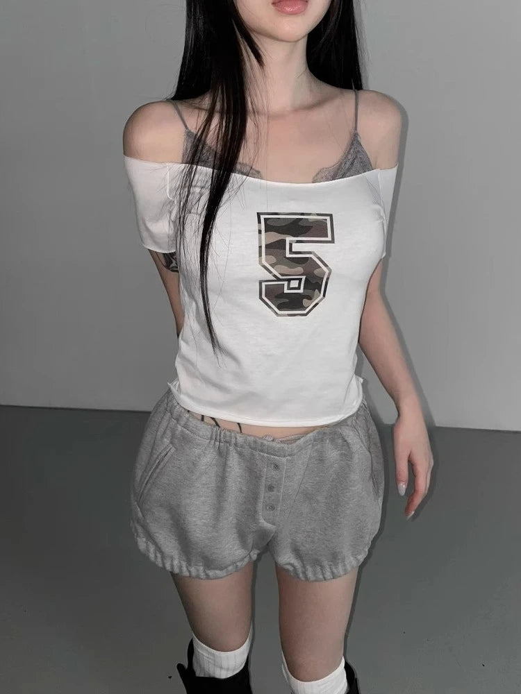 Print Off Shoulder T-shirt SA277/SA278