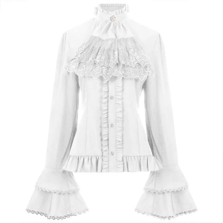 Retro Pleated Shirts Women Spring Black Bottoming Blusas SA280/SA281