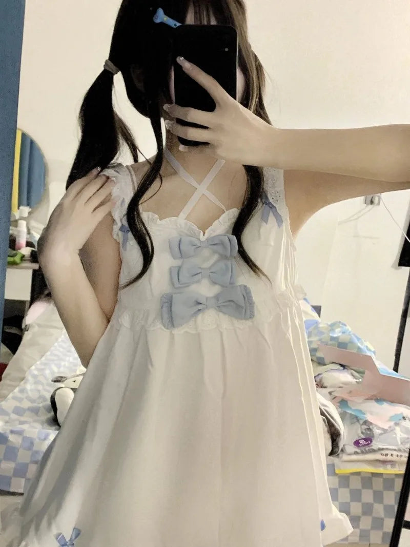 Japanese Soft Girl Strappy Bow Sling Top Shorts SA265