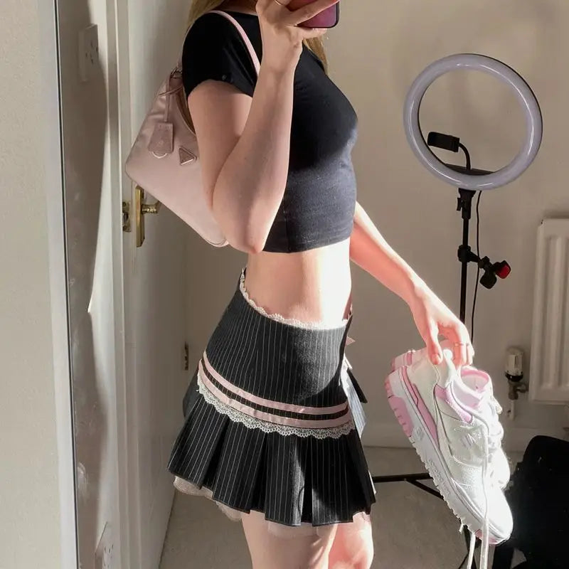 Y2k Harajuku Kwaii Lace Trim Mini Skirts SA285