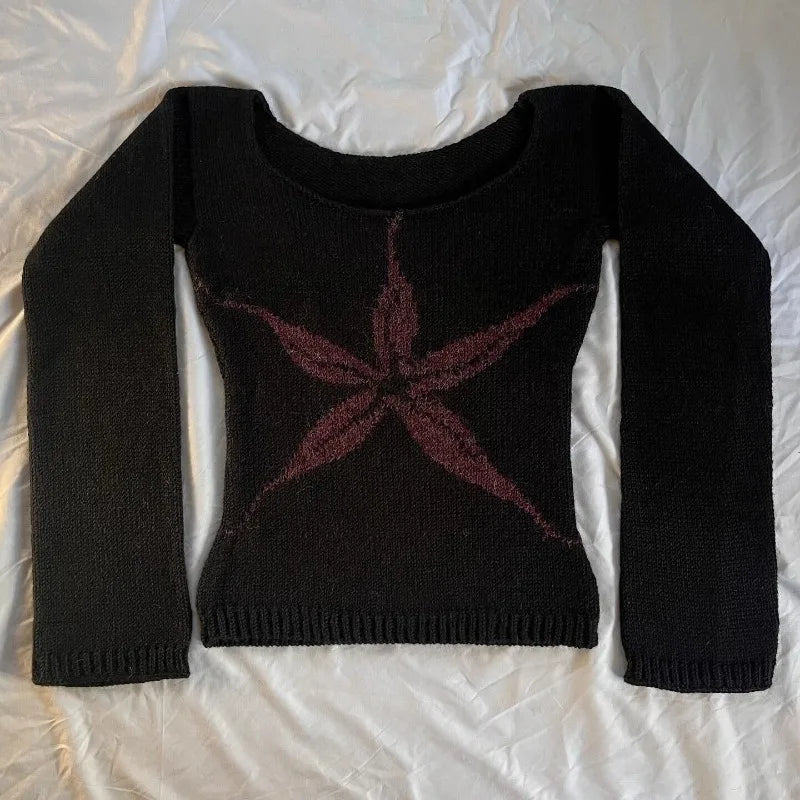 Slash Neck Knitted Harajuku Streetwear Sweaters SA147
