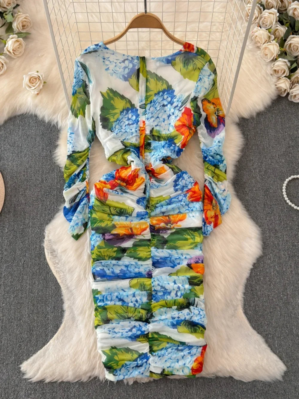 Women Bodycon Dresses Square Collar Long Sleeve Dress SA251