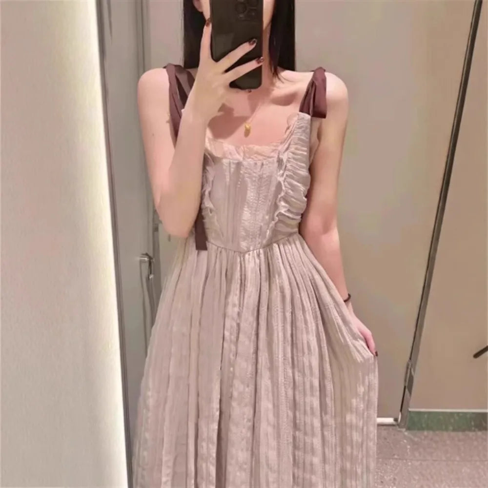 Kuzuwata Bow Dress Patchwork Lace Up Robe 64C255