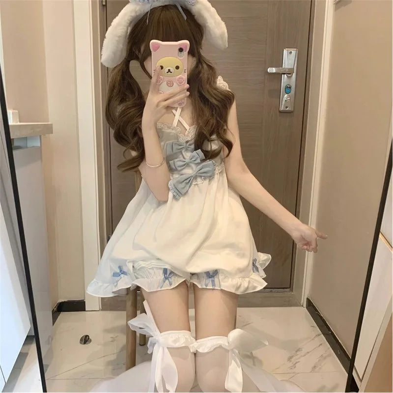 Japanese Soft Girl Strappy Bow Sling Top Shorts SA265