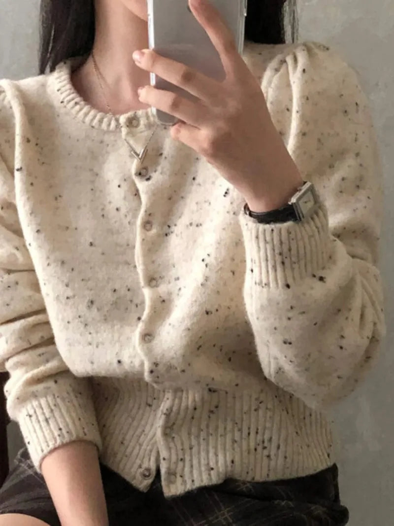 Single Breasted Knit Cardigan Round Neck Long Sleeve Outerwears 2024 Women Clothing Hit Color Sweater Autumn Winter Cardigans