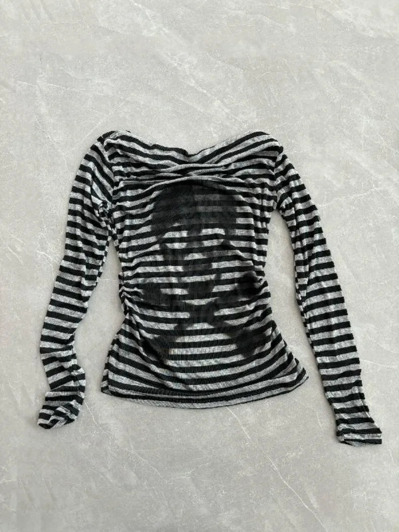 Slash Neck Punk Harajuku Japan All Match Shirts SA129