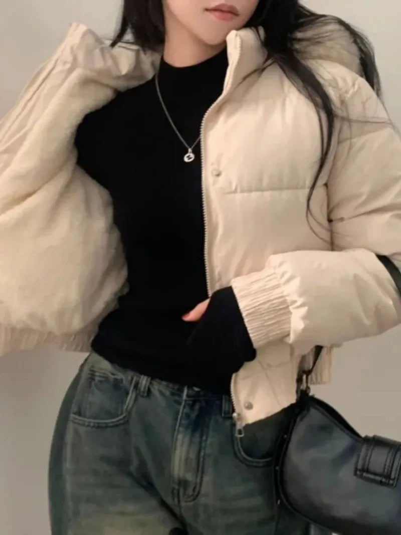 Thick Warm Fur Collar Abrigos Invierno Hooded Zipper Outerwears Winter 2024 New Woman Jacket Long Sleeve Chamarras Mujeres