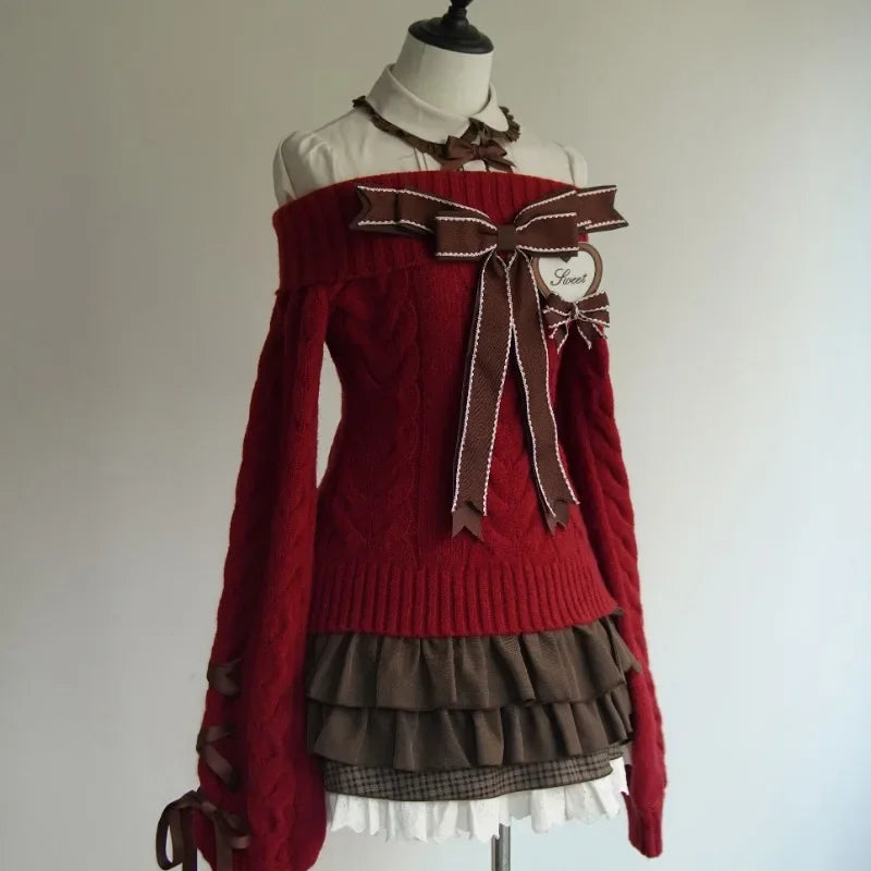Vintage High Street Slash Neck Knitted American Pullovers SA128