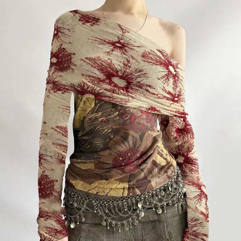 Vintage Mesh See Through Cropped Top SA204
