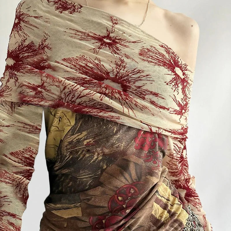 Vintage Mesh See Through Cropped Top SA204