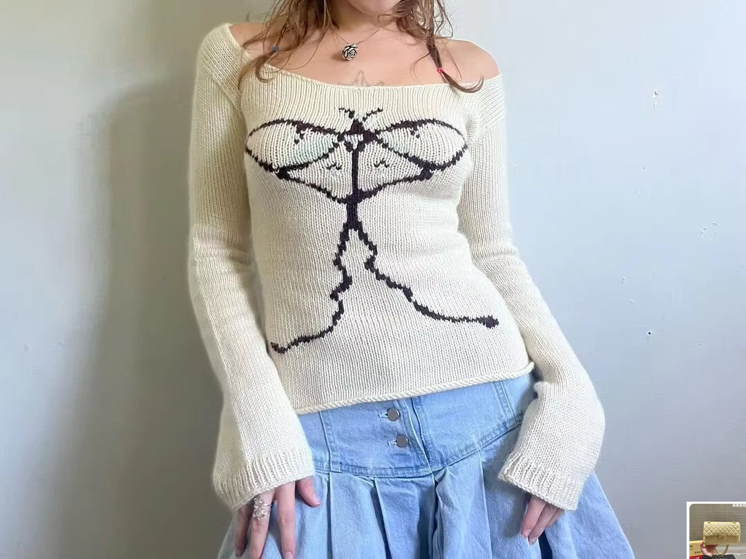 Slash Neck Knitted Harajuku Streetwear Sweaters SA147
