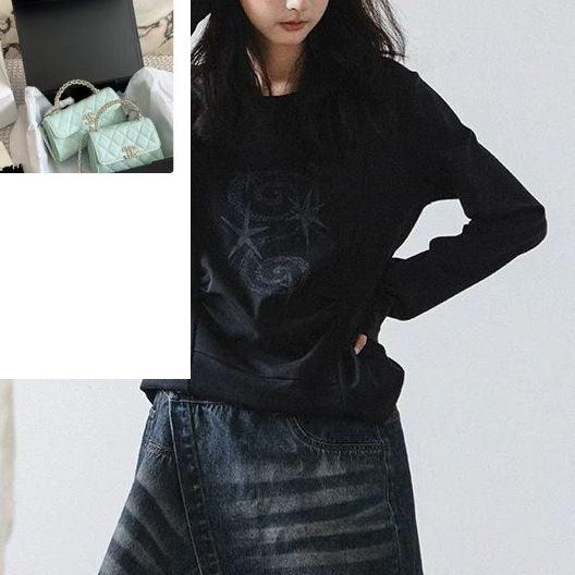Slim-fit Black Long-sleeved T-shirt for Women SA665/SA666