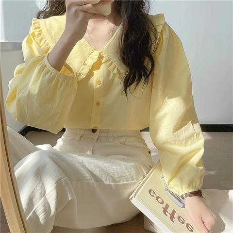 Milk Yellow Long-sleeved Shirt Woman 69A751