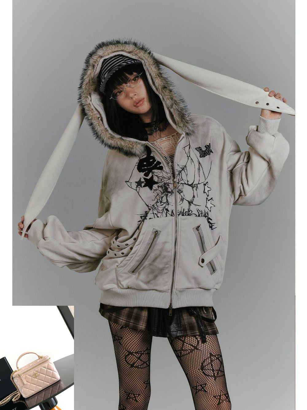 Hooded Sweater Jacket Gray SA427