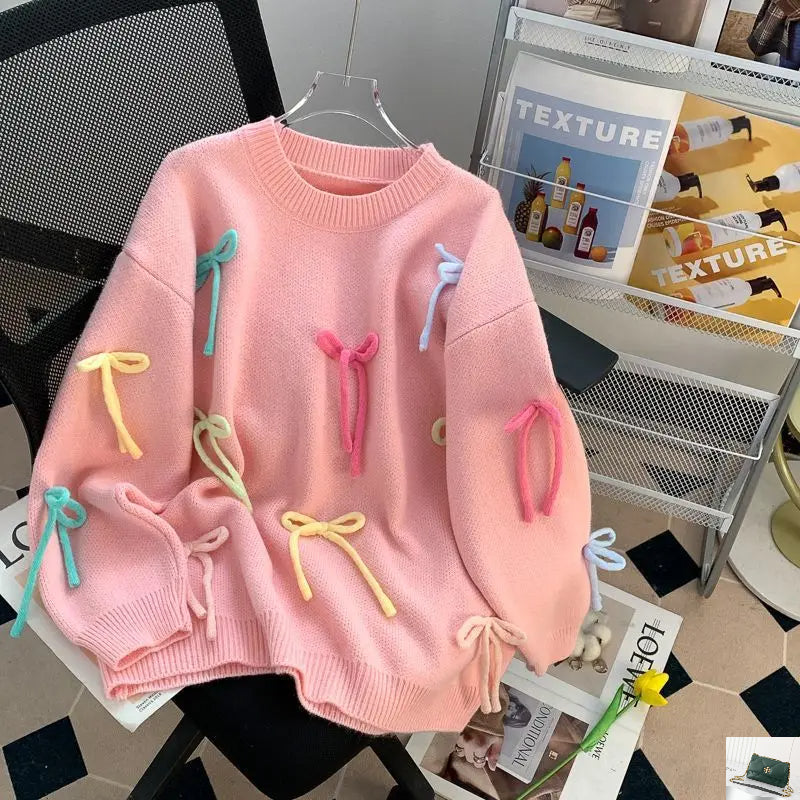 Pink Bow Idle Style Sweater
