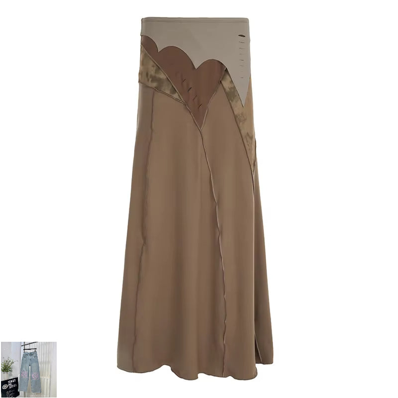 Women's Retro Patchwork Irregular Half Skirt sp031/sp032