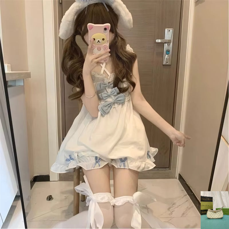 Japanese Soft Girl Strappy Bow Sling Top Shorts SA265