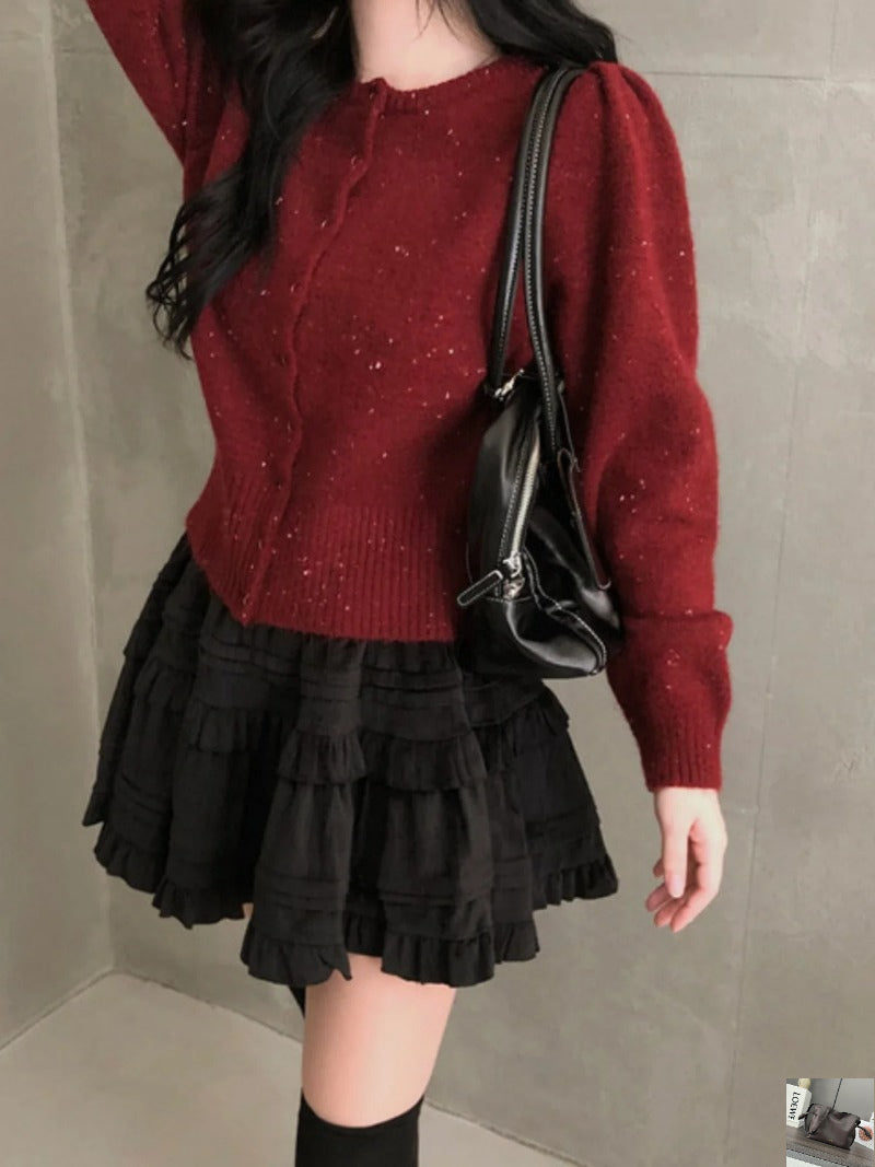 Single Breasted Knit Cardigan Round Neck Long Sleeve Outerwears 2024 Women Clothing Hit Color Sweater Autumn Winter Cardigans