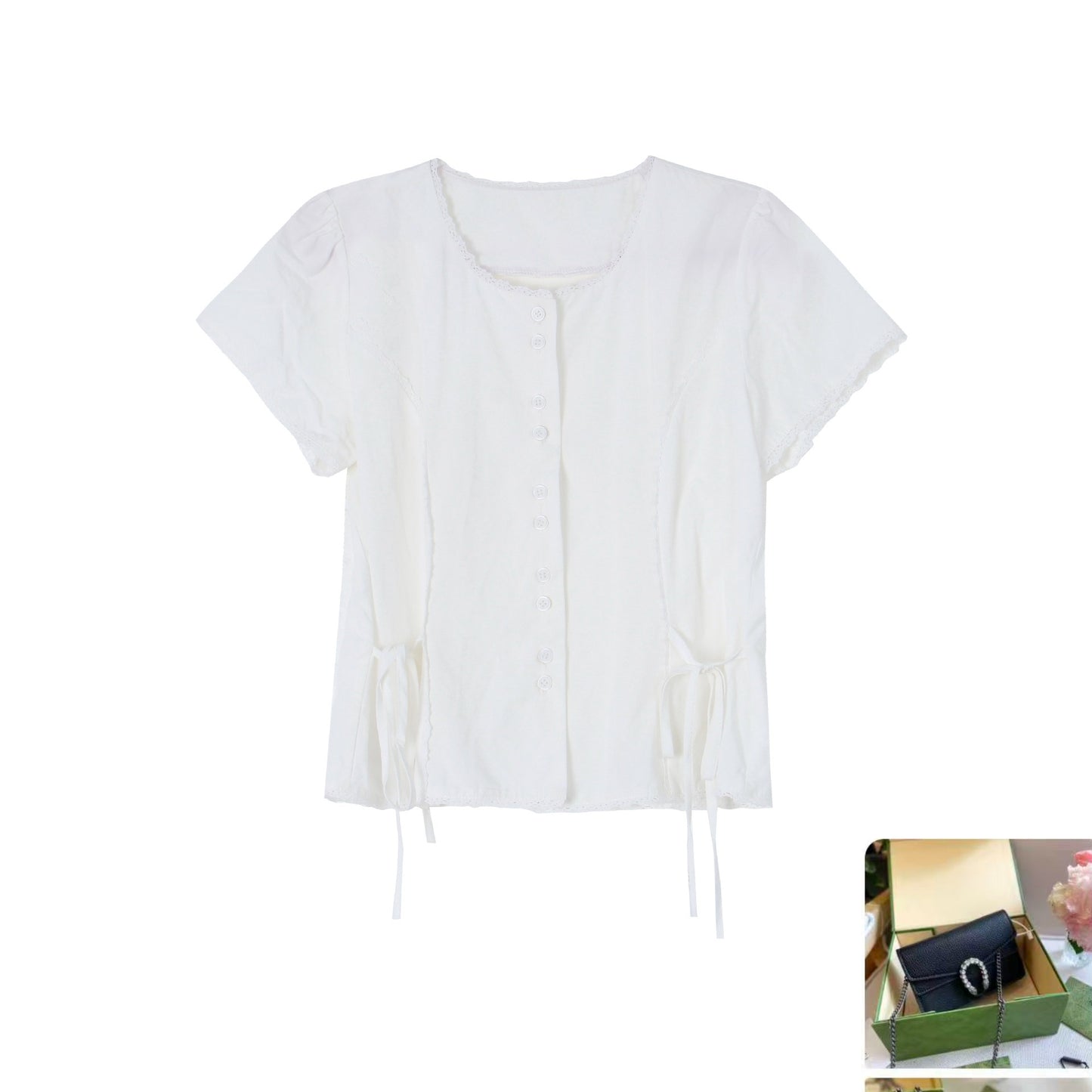 Summer Lace-up Waist Short-sleeved Top Sa443