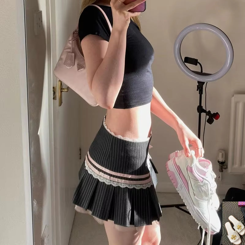 Y2k Harajuku Kwaii Lace Trim Mini Skirts SA285