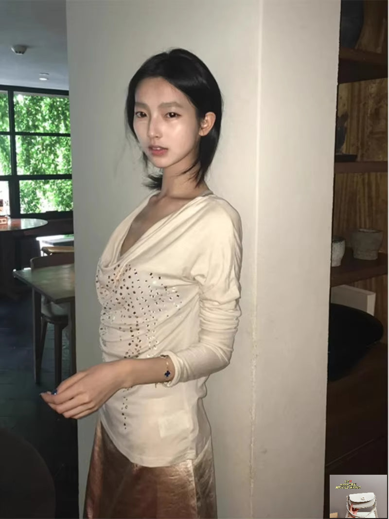 Y2k Hottie Swing Collar Diamonds T-shirt SA172