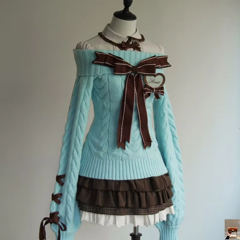 Vintage High Street Slash Neck Knitted American Pullovers SA128