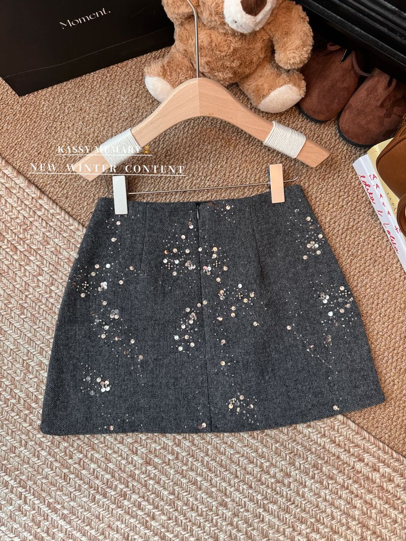 Woolen Sequined Skirt SAB206