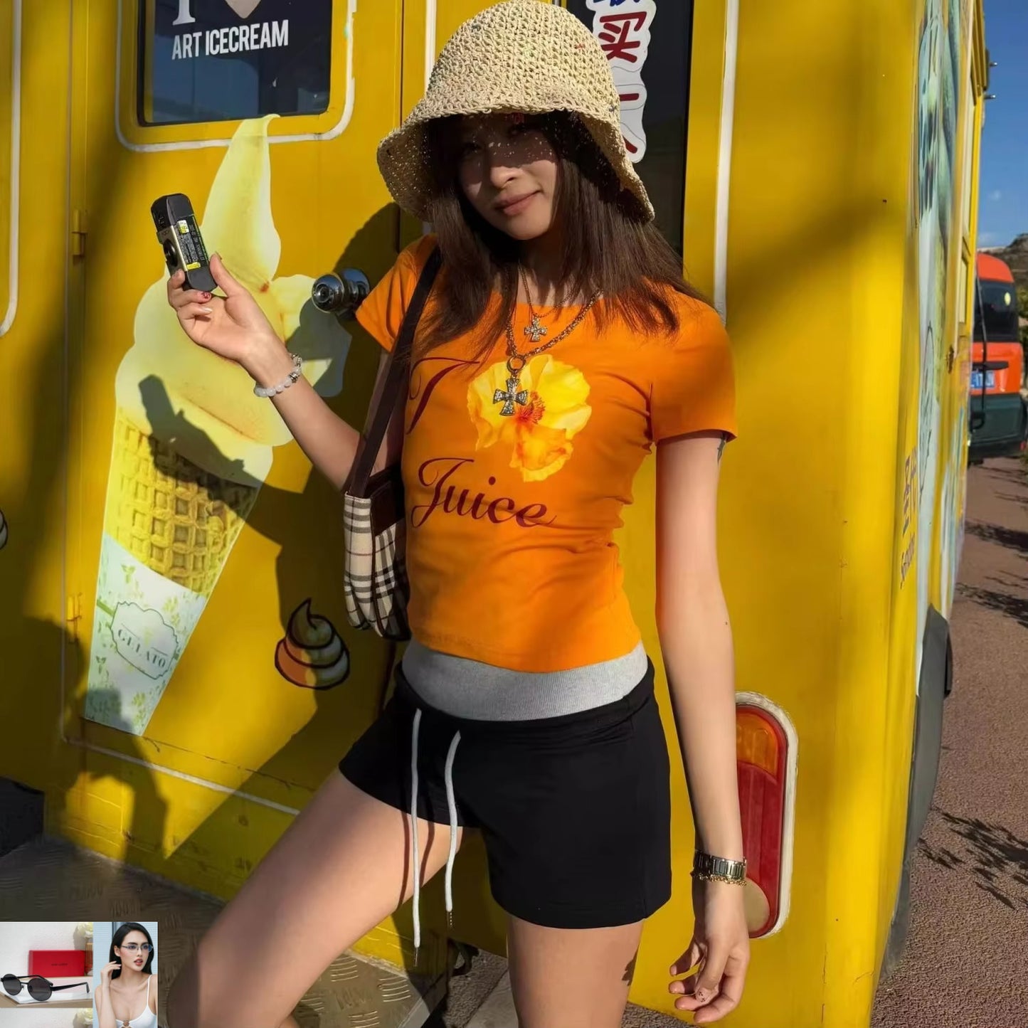 American Summer Popular Orange Color All Match T Shirts