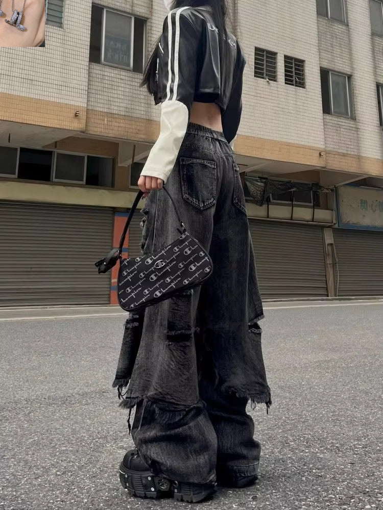 American Retro High Street Punk Casual Baggy Jeans SA244