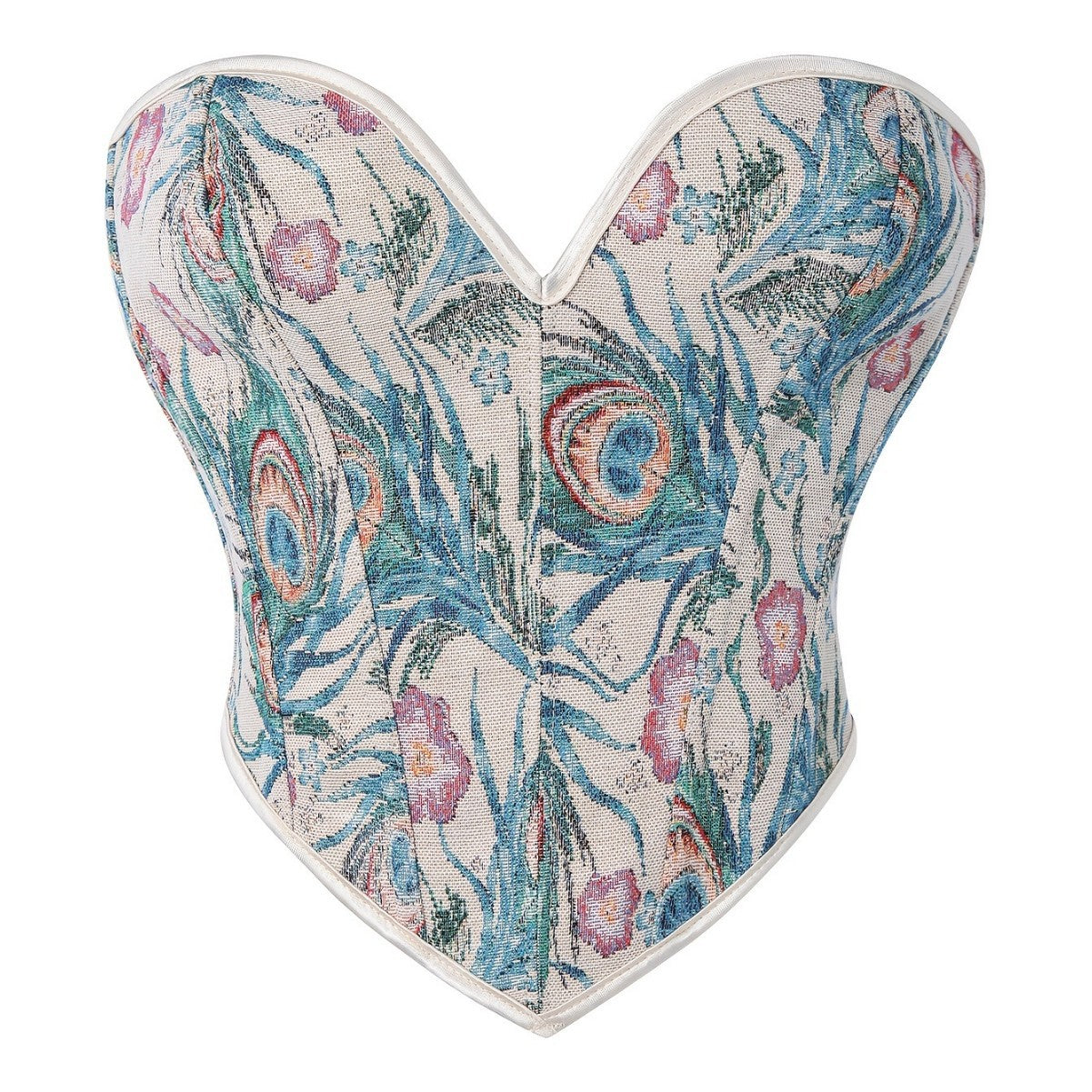 Blue Butterfly Corset Tube Top Gathering Court Fishbone Body Sculpting Sexy Top 69A631