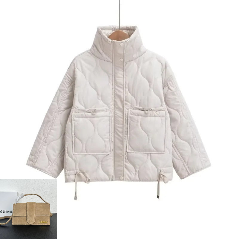Stand-up Collar Pocket Jacket Cotton-padded Jacket SA544