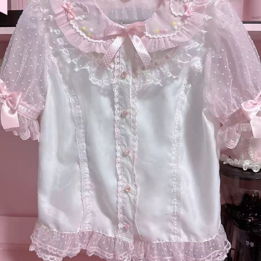 Peter Pan Collar Short-sleeve Blouse US 64D173