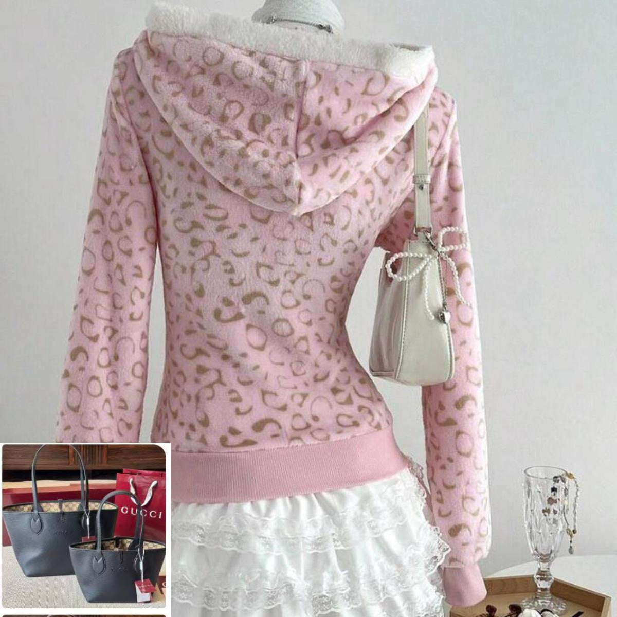 Leopard Print Hooded Cardigan Sweater Jacket SA645-SA646