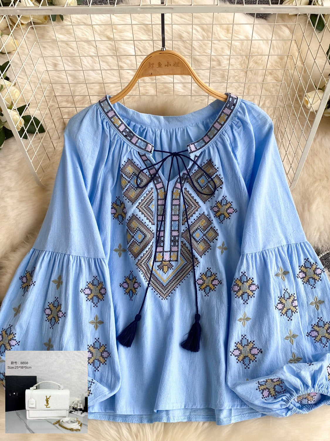 Bohemian heavy embroidery tassel shirt SA802