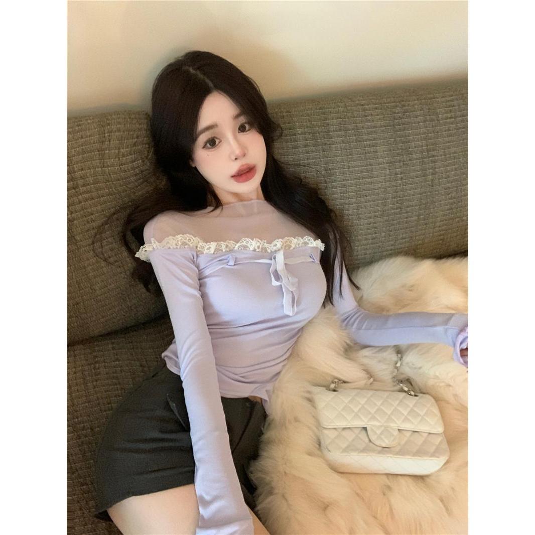 Women's Mesh Patchwork Long-sleeved T-shirt SA864