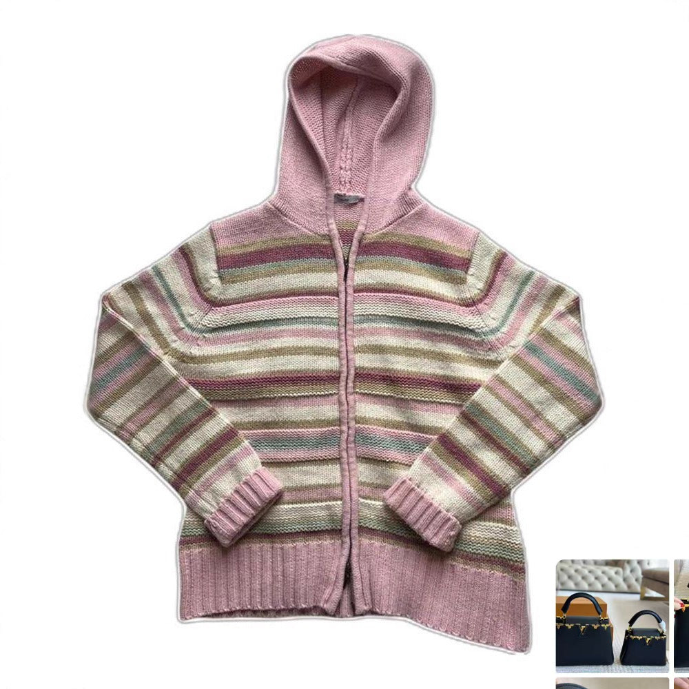 Colorful Striped Hooded Knitted Cardigan SA471/SA472