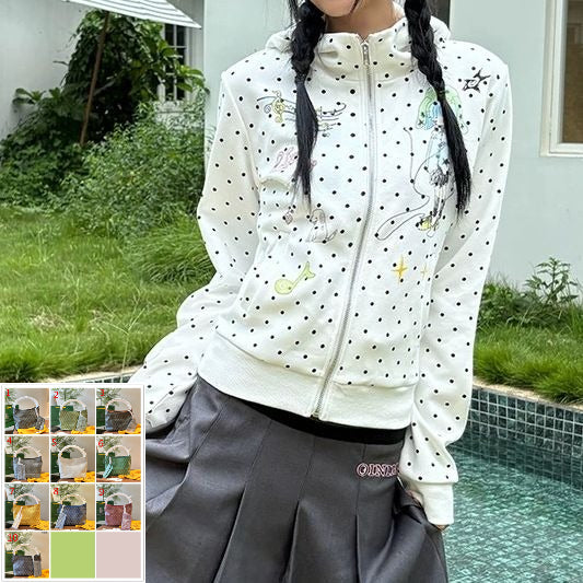 Cartoon Girl Polka Dot Print Hooded Sweater SA663