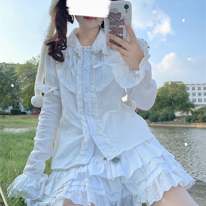 Peter Pan Collar Patchwork Long Sleeve Blouse  US-64D182
