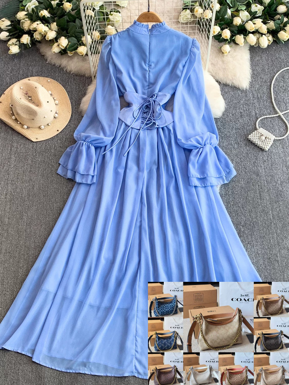 Sweet Ruffle Collar Long Sleeve Dress SAB057