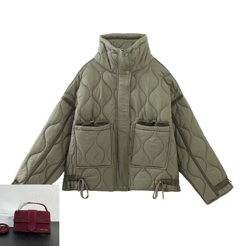 Stand-up Collar Pocket Jacket Cotton-padded Jacket SA544