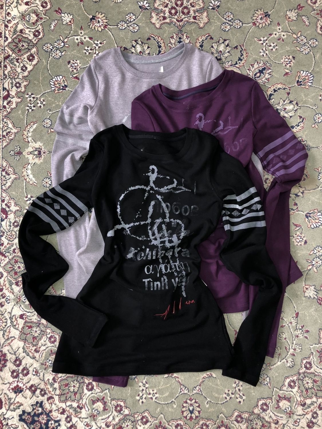Letter Print Long Sleeve Slim T-Shirt SA626