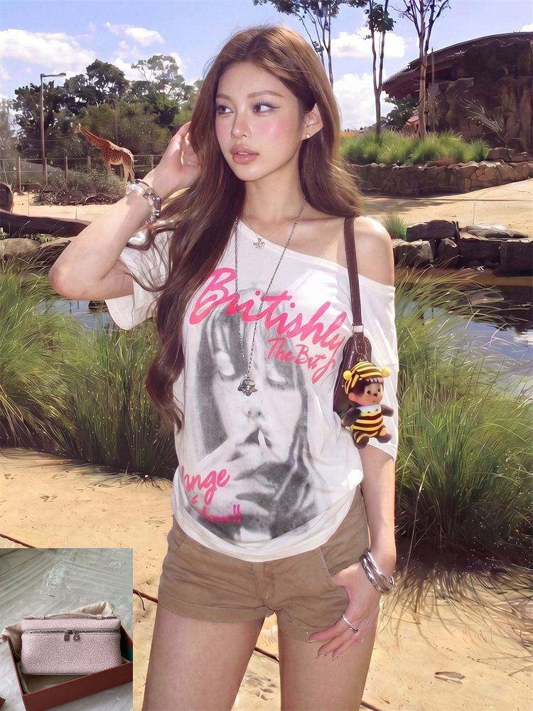 Off-the-shoulder Short-sleeved T-shirt  SA944