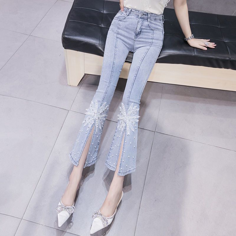 Slit Stretch Micro-flare Jeans  US 64D103