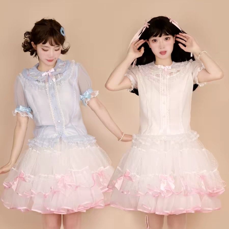 Peter Pan Collar Short-sleeve Blouse US 64D173
