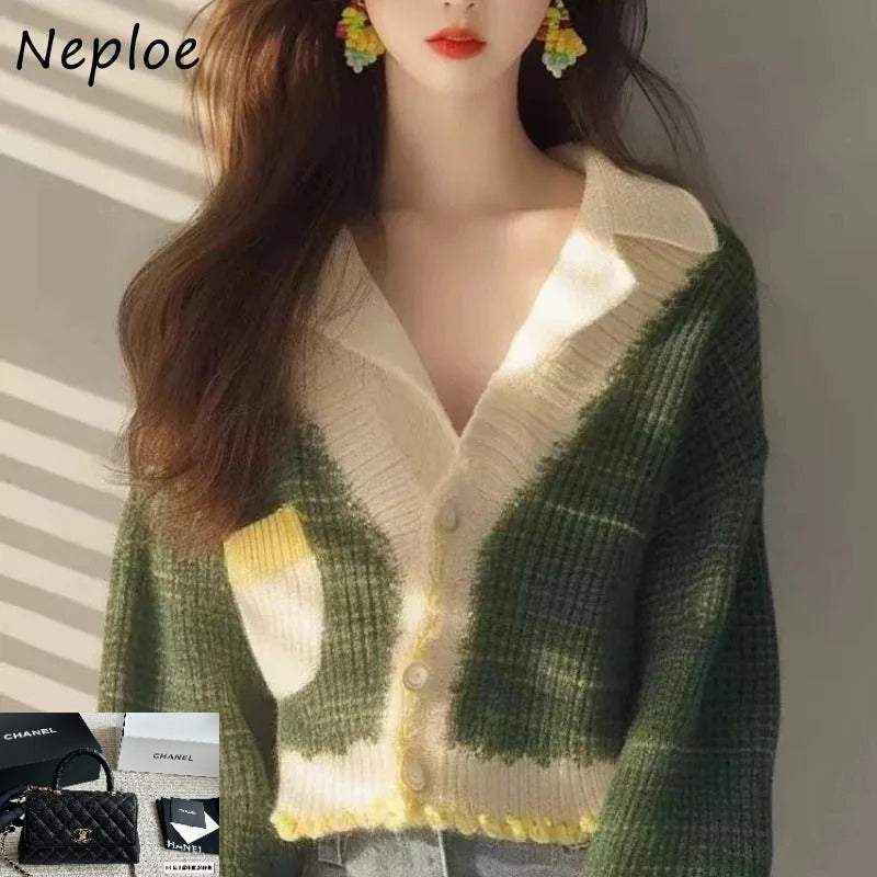 Gentle Color Blocking Sweater Coats SA085